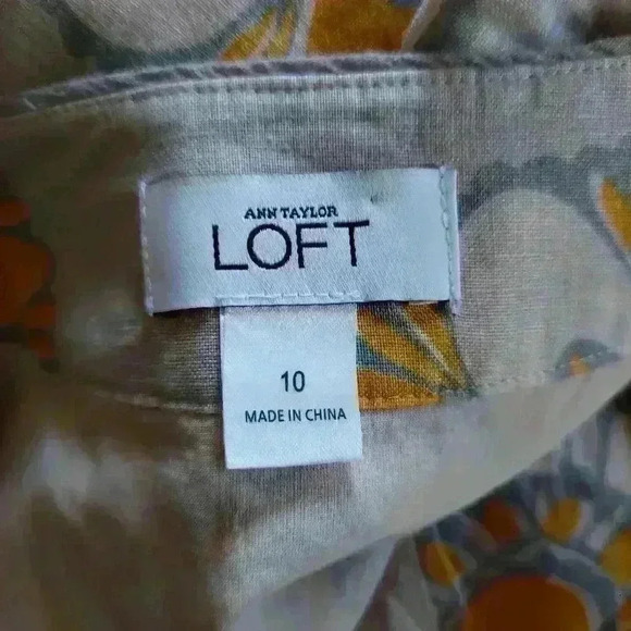 LOFT Floral Linen Midi Dress EUC - Picture 9 of 10